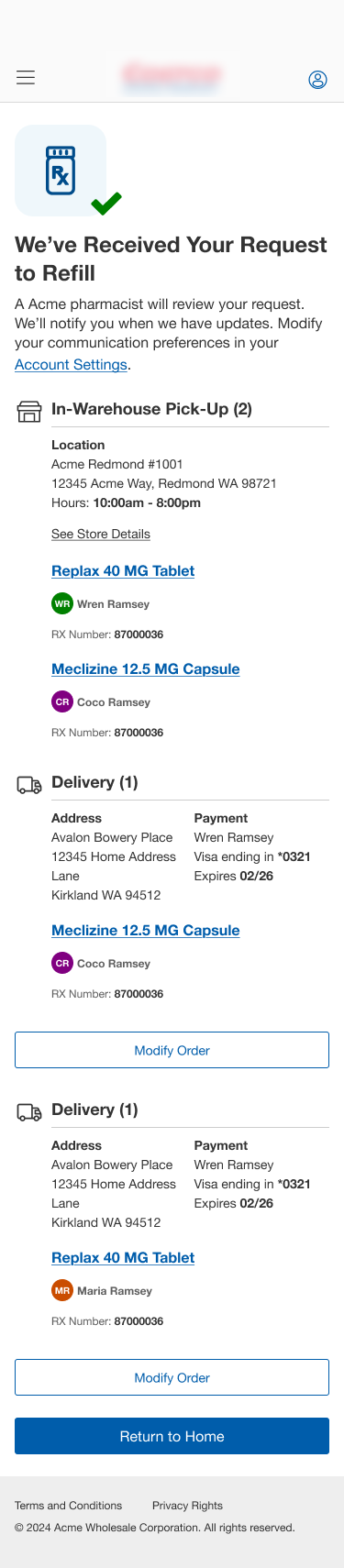 Pickup order and delivery confirmation